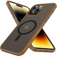 thumbnail image 1 of Magnetic Case for iPhone 12 Pro Max Case [MIL-Grade Drop Tested & Compatible with MagSafe] Translucent Matte Back with Aluminum Alloy Keys, Shockproof 12 Pro Max Phone Case 6.7 Inch, Brown, 1 of 13