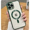 thumbnail image 1 of Magnetic Case for iPhone 12 Pro Max Clear Case Compatible with MagSafe Built-in Camera Lens Protector Shockproof Slim Phone Case for iPhone 12 Pro Max 6.7" - Green, 1 of 8