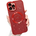 thumbnail image 1 of Magnetic Case for iPhone 12 Pro Max Compatible with Magsafe,Glitter Plating Luxury Love Heart Pattern Design,Bling Sparkle Shockproof Full Camera Cover Protection Cases for Girls Women-Red, 1 of 11