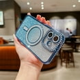 thumbnail image 1 of Magnetic Case for iPhone 12 Pro Max, Glitter Bling Clear Cover with Diamond & Gradient Glitter Paper Slim Fit Rugged Compatible with Magsafe Rugged Shockprofo Phone Case for Girls Women,Blue, 1 of 7