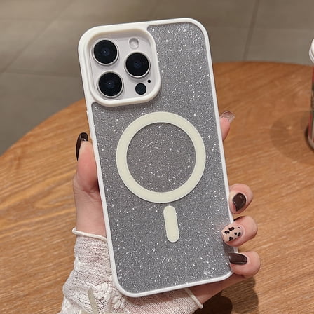 Magnetic Case for iPhone 12 Pro Max with Glitter, [Compatible with MagSafe] Luxury Cute Bling Sparkly Case for Women Girls, Anti-Scratch Shockproof TPU Phone Cover for iPhone 12 Pro Max - White