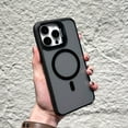 thumbnail image 1 of Magnetic Case for iPhone 12 Pro Max with Lens Stand, Compatible with Mag-Safe Charging Phone Cover, Anti-Fingerprint TPU Bumper Slim Shockproof Protective Phone Case for iPhone 12 Pro Max, Black, 1 of 11
