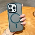 thumbnail image 1 of Magnetic Case for iPhone 12 Pro Max, Shockproof Hard PC and Silicone Bumper Scratch Resistant Protection Compatible with MagSafe Translucent Phone Case for iPhone 12 Pro Max, Darkgreen, 1 of 9