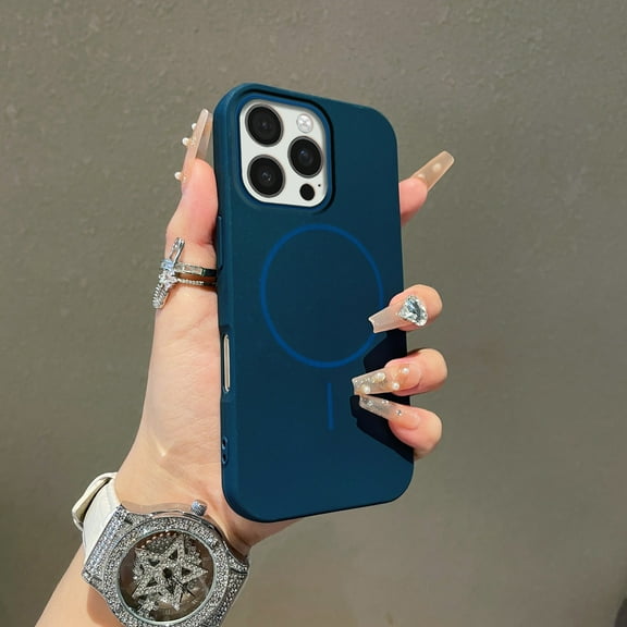 Magnetic Case for iPhone 12 Pro / iPhone 12 6.1" Phone Case Support Wireless Charging, Durable Silicone Lightweight Slim Shockproof Microfiber Lining Anti-Scratch Phone Cover, Darkblue