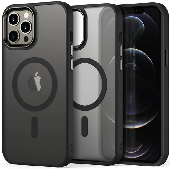 Magnetic Case for iPhone 12 / iPhone 12 Pro, Compatible with MagSafe, Military-Grade Drop Protection Slim Scratch Resistant Protective Translucent Matte Phone Case Cover for iPhone 12 (Black)