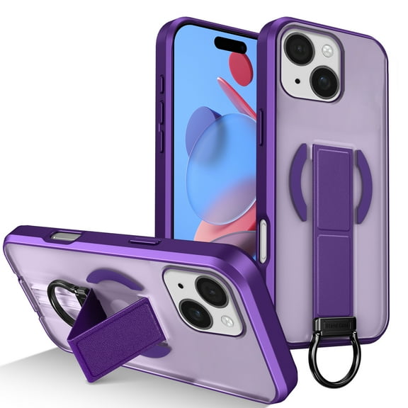 Magnetic Case for iPhone 13, [Built-in Kickstand] [Compatible with Mag-Safe] Slim Skin-Feel Shockproof Phone Cover with Anti-Drop Secure Ring Grip for iPhone 13, Purple