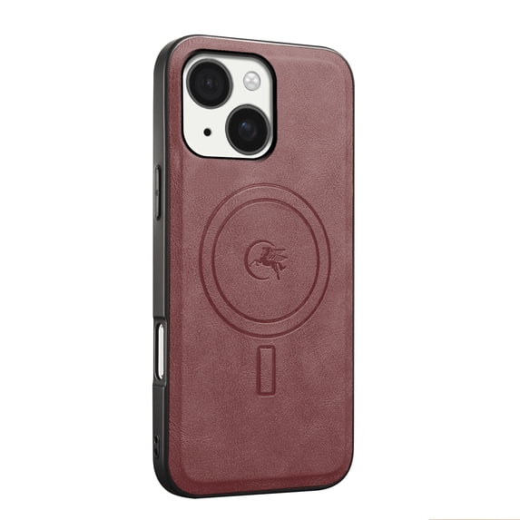 Magnetic Case for iPhone 13 Business Classic PU Leather Slim Soft Bumper Anti-Fingerprint Shockproof Protective Compatible with Magsafe Phone Cover For iPhone 13,Winered