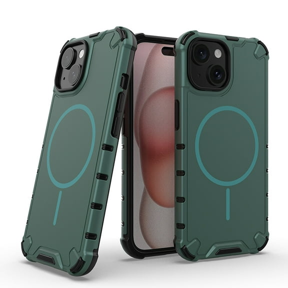 Magnetic Case for iPhone 13, Compatible with Mag-Safe, Classic Hybrid Magnetic Phone Case, Military Grade Drop Protection, Scratch-Resistant Back Rugged Cover for iPhone 13, Darkgreen