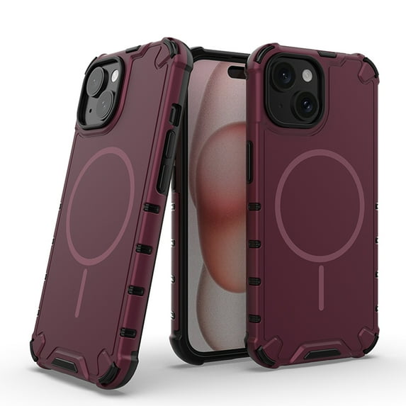 Magnetic Case for iPhone 13 [Compatible with Mag-Safe] [Heavy Duty Military Grade Drop Protection] Enhanced Corners Shockproof Solid Color Phone Cover for iPhone 13 6.1 inch, Plum