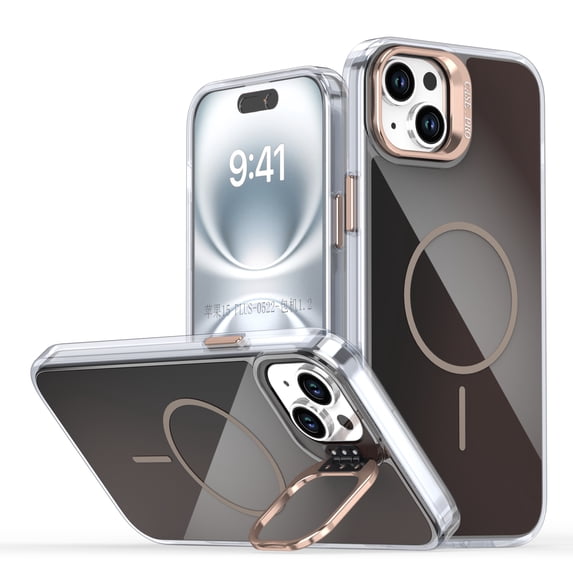Magnetic Case for iPhone 13, Luxury Camera Cover Bracket Anti-Yellowing Anti-Scratch Lightweight Ultra Slim Colorful Elegant Drop Protective Wireless Charging Phone Cover, Orange