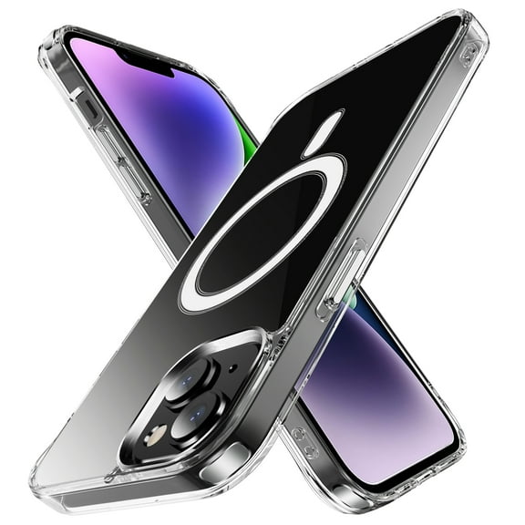 Magnetic Case for iPhone 13 Mini Compatible with MagSafe Wireless Charging, Crystal Clear Shockproof Bumper Corners Protection Phone Cover, Anti-Scratch Non-Yellowing Transparent Case, Clear