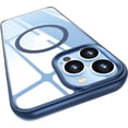 thumbnail image 1 of Magnetic Case for iPhone 13 Pro Case [MIL-Grade Drop Tested & Compatible with MagSafe] Translucent Matte Back with Aluminum Alloy Keys, Shockproof 13 Pro Phone Case 6.1 Inch, BlueClear, 1 of 15