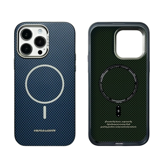 Magnetic Case for iPhone 13 Pro, Compatible with Mag-Safe, Carbon Fiber Texture Cover with Metal Lens Frame Camera Protection, Slim Lightweight Hard Protective Case for iPhone 13 Pro, Blue