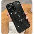 thumbnail image 1 of Magnetic Case for iPhone 13 Pro Case [Compatible with MagSafe] Camera Lens Protector Plating Luxury Cover for Women Men Clear Soft TPU Shockproof Protective Phone Case - Black, 1 of 12