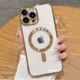 thumbnail image 1 of Magnetic Case for iPhone 13 Pro Case [Compatible with MagSafe] Camera Lens Protector Plating Luxury Cover for Women Men Clear Soft TPU Shockproof Protective Phone Case - Gold, 1 of 12