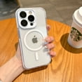 thumbnail image 1 of Magnetic Case for iPhone 13 Pro Compatible with MagSafe Wireless Charging, Camera Lens Protection Shockproof Phone Hybrid Bumper Cover, Anti-Scratch Clear Back For iPhone 13 Pro, White, 1 of 10