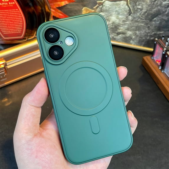 Magnetic Case for iPhone 13 Pro Max, Built-in Camera Lens Protector Support Wireless Charging Military Grade Drop Protection Shockproof Magnetic Back Cover for iPhone 13 Pro Max, Darkgreen