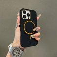 thumbnail image 1 of Magnetic Case for iPhone 13 Pro Max - Compatible with Mag-Safe, Anti-Scratch Soft Microfiber Lining Slim Thin Phone Case Skin-Feel Protective Shockproof Cover for iPhone 13 Pro Max, Blackorange, 1 of 7
