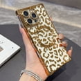 thumbnail image 1 of Magnetic Case for iPhone 13 Pro Max [Compatible with Mag-Safe] Leopard Pattern Design Plating Clear Case for Women Girls, Flexible TPU Bumper Anti-Fall Shockproof Protective Slim Cover, Gold, 1 of 11