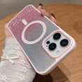 thumbnail image 1 of Magnetic Case for iPhone 13 Pro Max, Compatible with Mag-safe - [TPU Anti-Slip Edge] [Shockproof Protection] Hard Slim Magnet Protective Bling Gradient Glitter Cover for iPhone 13 Pro Max,Pink, 1 of 6