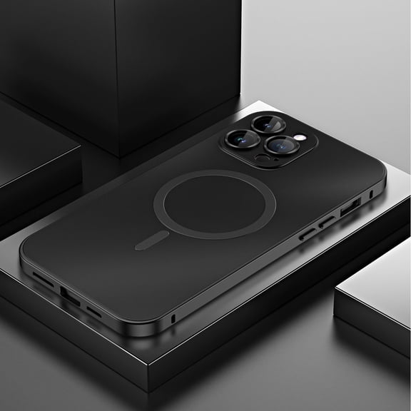 Magnetic Case for iPhone 13 Pro Max Compatible with MagSafe, Aluminum Alloy Metal Phone Case with Camera Lens Protector, Full Shockproof Secure Buckle Non-Slip Cover for iPhone 13 Pro Max, Black