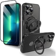 thumbnail image 1 of Magnetic Case for iPhone 13 Pro Max [Compatible with MagSafe] Full Body Protection Case with Camera Lens Protector Kickstand Screen Protector Anti-Scratch Shockproof Cover for Women Men - Black, 1 of 16