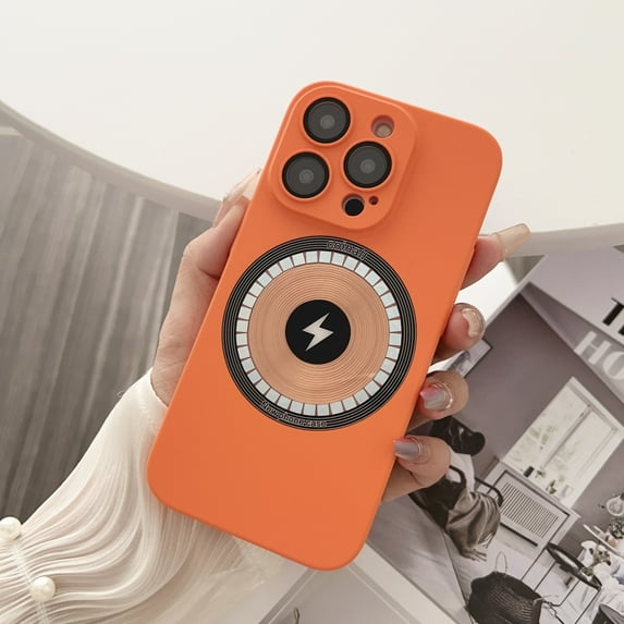 Magnetic Case for iPhone 13 Pro Max Compatible with MagSafe Wireless Charging, All-Inclusive Lens Protection Heat Dissipation Rugged PC Shockproof Slim Cover for iPhone 13 Pro Max,Orange