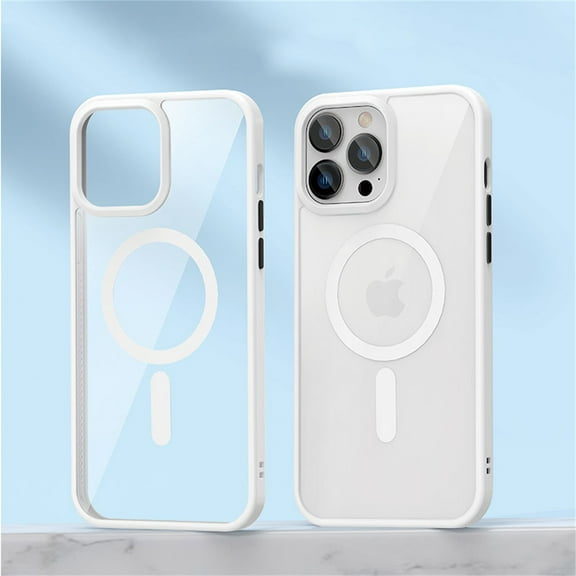 Magnetic Case for iPhone 13 Pro Max, Compatible with MagSafe, Yellowing-Resistant Slim Shockproof Drop Protection Anti-Scratch Clear Hard PC Back Cover Case for iPhone 13 Pro Max 6.7", White