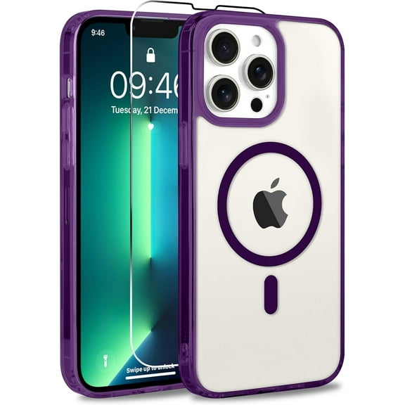 Magnetic Case for iPhone 13 Pro Max [Compatible with Magsafe] [Yellowing-Resistant]Slim Transparent TPU Clear Case for iPhone 13 Pro Max 6.7" 2021, Purple