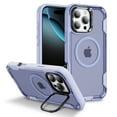 thumbnail image 1 of Magnetic Case for iPhone 13 Pro Max with Kickstand, Compatible with Magsafe, Built-in Camera Stash Stand, Military Protection, Skin Feeling Case for iPhone 13 Pro Max, Lightpurple+ Clear Lightpurple, 1 of 9