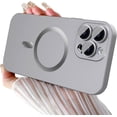 thumbnail image 1 of Magnetic Case for iPhone 13 Pro Max Phone Case for Women, [Adaptation with Magsafe] Matte Luxury Soft Metallic Luster Design for iPhone 13 Pro Max 6.7'' with Camera Protector-Silver, 1 of 12