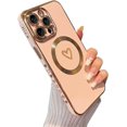 thumbnail image 1 of Magnetic Case for iPhone 13 Pro Max Phone Case for Women, Cute Love Heart Soft Magsafe Case, Raised Full Camera Lens Protection for iPhone 13 Pro Max Phone Case Magsafe (6.7")- Pink, 1 of 13