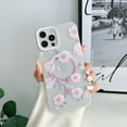 thumbnail image 1 of Magnetic Case for iPhone 13 Pro Max, Translucent TPU Flower Pattern Cases [Compatible with Magsafe] & Wireless Charging Slim Fit Shockproof Phone Case Cover for iPhone 13 Pro Max, Pink, 1 of 11