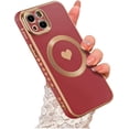 thumbnail image 1 of Magnetic Case for iPhone 14 Case for Women Men [ Compatible with MagSafe ], Cute Love Heart Soft Back Cover Raised Full Camera Lens Protection Phone Case for iPhone 14 (6.1") - Red, 1 of 14