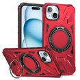 thumbnail image 1 of Magnetic Case for iPhone 14, Compatible with Mag-Safe Kickstand Case Military Grade Shockproof Protective Cover Rugged Phone Case with Rotated Ring Bracket for iPhone 14, Red, 1 of 8