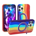 thumbnail image 1 of Magnetic Case for iPhone 14 with Hidden Ring Stand, Slim Kickstand Case Compatible with MagSafe Shockproof Soft Microfiber Lining Protective Case Cover for iPhone 14, Dazzle Purple, 1 of 6