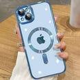 thumbnail image 1 of Magnetic Case for iPhone 14 Plus Case [Compatible with MagSafe] Camera Lens Protector Plating Luxury Cover for Women Men Clear Soft TPU Shockproof Protective Phone Case - Blue, 1 of 12