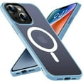 thumbnail image 1 of Magnetic Case for iPhone 14 Plus Case,[MIL-Grade Drop Tested & Compatible with MagSafe] Translucent Matte Back with Aluminum Alloy Keys 6.7 Inch, Light Blue, 1 of 12