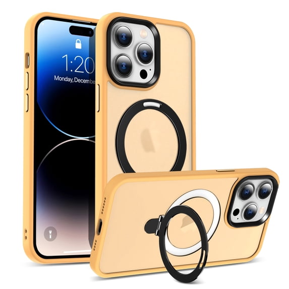 Magnetic Case for iPhone 14 Plus Case Stand & Ring Holder Compatible with MagSafe Shockproof Anti-Scratch Anti-fall Kickstand Thin Fit Phone Case Cover for iPhone 14 Plus,Orange