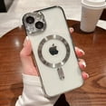 thumbnail image 1 of Magnetic Case for iPhone 14 Plus Case [Compatible with MagSafe] Camera Lens Protector Plating Luxury Cover for Women Men Clear Soft TPU Shockproof Protective Phone Case - Silver, 1 of 12