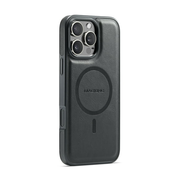 Magnetic Case for iPhone 14 Plus, Compatible with MagSafe, PU Leather TPU Slim Back Cover, Anti-Scratch Non-Slip Shockproof Protective Phone Case - Black