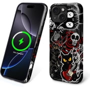 Magnetic Case for iPhone 14 Plus, Compatible with Magsafe Hybrid Heavy Duty 2 in 1 Full Body Rugged Shockproof Protection Glossy Case for iPhone 14 Plus-Grunge Star Cat Gothic Y2K