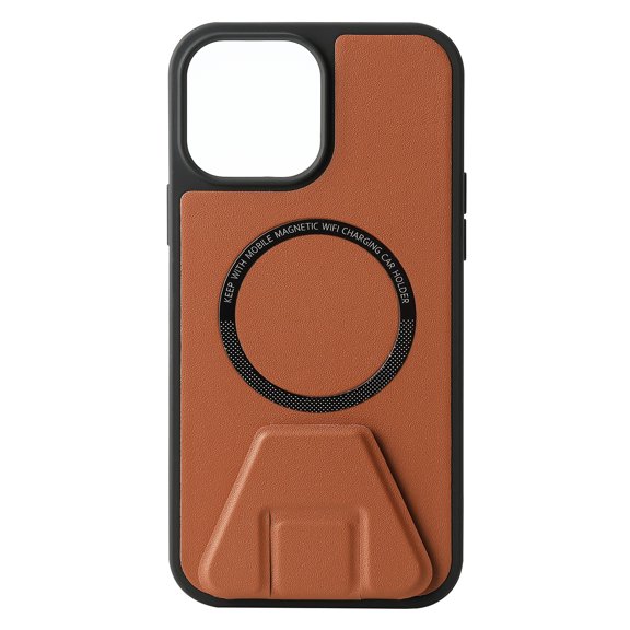 Magnetic Case for iPhone 14 Plus, with Kickstand,Shockproof Luxury PU Leather Built in Magnets Circle for MagSafe Charger Lightweight Slim Fit Stand Phone Case Cover,Brown