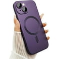 thumbnail image 1 of Magnetic Case for iPhone 14 Plus Phone Case for Women, Shockproof Matte Luxury Soft Metallic Luster Design with Camera Lens Protector, Compatible with Magsafe for iPhone 14 Plus 6.7"-Purple, 1 of 12
