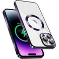 thumbnail image 1 of Magnetic Case for iPhone 14 Pro 6.1'', [Built-in Camera Lens Cover] Soft Shockproof Clear Back Slim Phone Case [Compatible with MagSafe] for iPhone 14 Pro, Deep Purple, 1 of 14