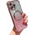 thumbnail image 1 of Magnetic Case for iPhone 14 Pro 6.1 inch with Gradient Glitter,[Compatible with MagSafe] Luxury Plating Cute Clear Bling Sparke Case for Women Girls,Shockproof TPU Protective Cover-Rose Gold, 1 of 12