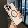 thumbnail image 1 of Magnetic Case for iPhone 14 Pro Case 6.1 inch [Compatible with MagSafe] Cute Plating Love Hearts Pattern Case with Camera Protection,Soft Shockproof TPU Bumper Cover for Women Girls,White, 1 of 13