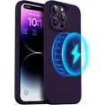 thumbnail image 1 of Magnetic Case for iPhone 14 Pro Case [Compatible with MagSafe] with Screen Protector, Liquid Silicone 3 Layers Full Covered Gel Rubber Shockproof Protective Case Cover 6.1 inch-Elderberry, 1 of 12
