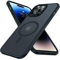 thumbnail image 1 of Magnetic Case for iPhone 14 Pro Case [MIL-Grade Drop Tested & Compatible with MagSafe] Translucent Matte Back with Aluminum Alloy Keys, Shockproof 14 Pro Phone Case 6.1 Inch, Black, 1 of 6