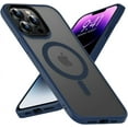 thumbnail image 1 of Magnetic Case for iPhone 14 Pro Case [MIL-Grade Drop Tested & Compatible with MagSafe] Translucent Matte Back with Aluminum Alloy Keys, Shockproof 14 Pro Phone Case 6.1 Inch, Blue, 1 of 13